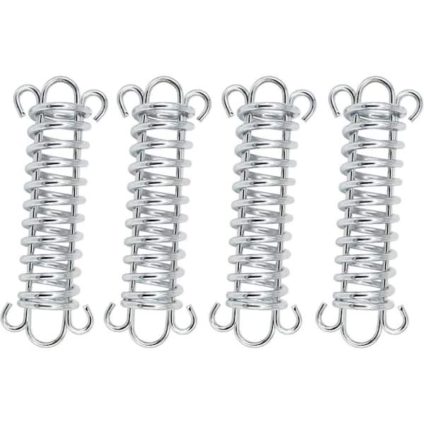 Windproof Stainless Steel Rope Tensioner Spring Hook Buckle for Outdoor Camping Tent Swing Dog Training 4 Pieces
