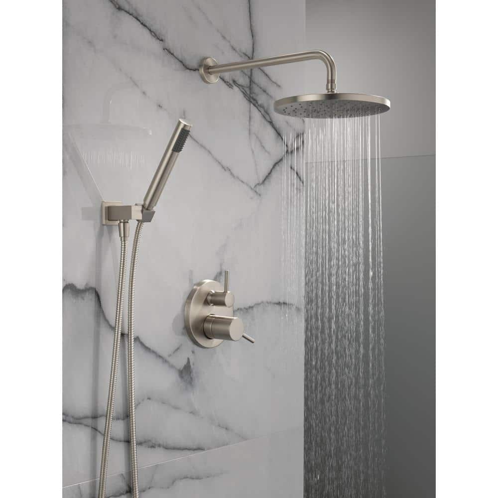 Spotshield Brushed Nickel Rain Shower System with Handheld Spray