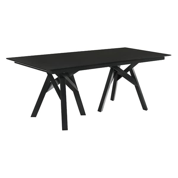 Armen Living Cortina 79 in. Black Wood Mid-Century Modern Dining Table with Black Legs