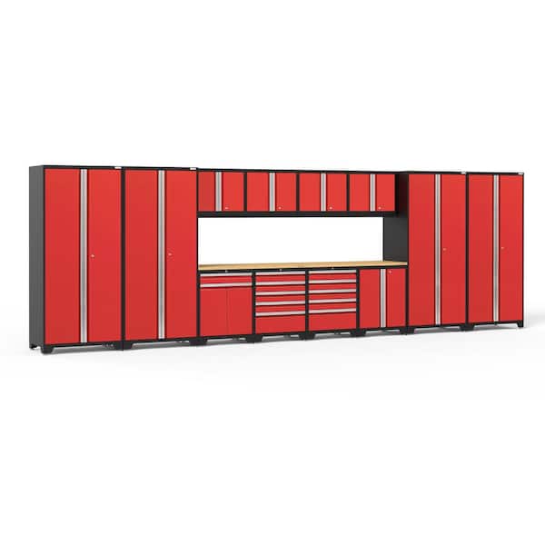 NewAge Products Pro Series 14-Piece 18-Gauge Steel Garage Storage System in Deep Red (256 in. W x 85 in. H x 24 in. D)