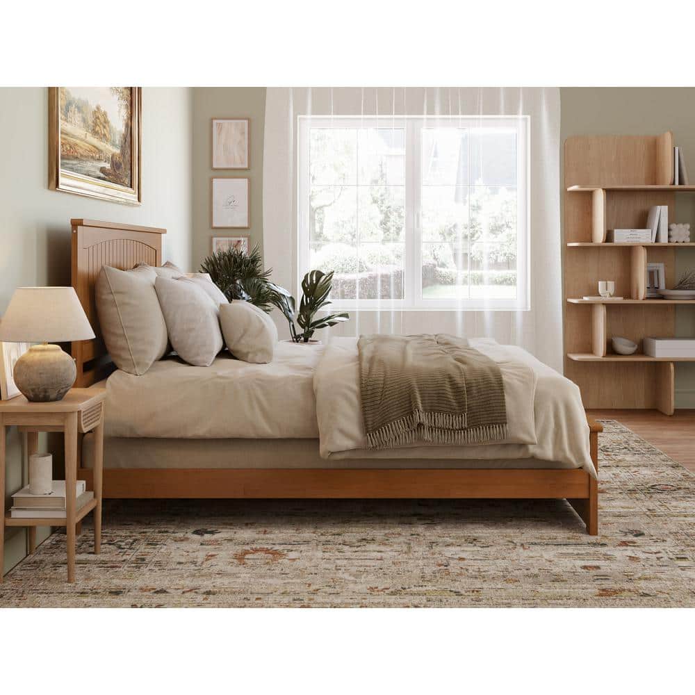 Nantucket Light Toffee Queen Wood Upholstered Bed with Headboard