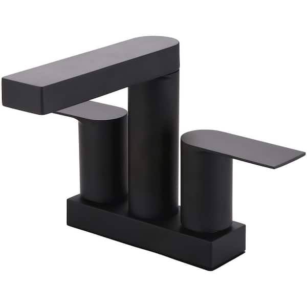 L-7505-MB 4 in. Centerset 2 Handle Bathroom Sink Faucet in Matte Black