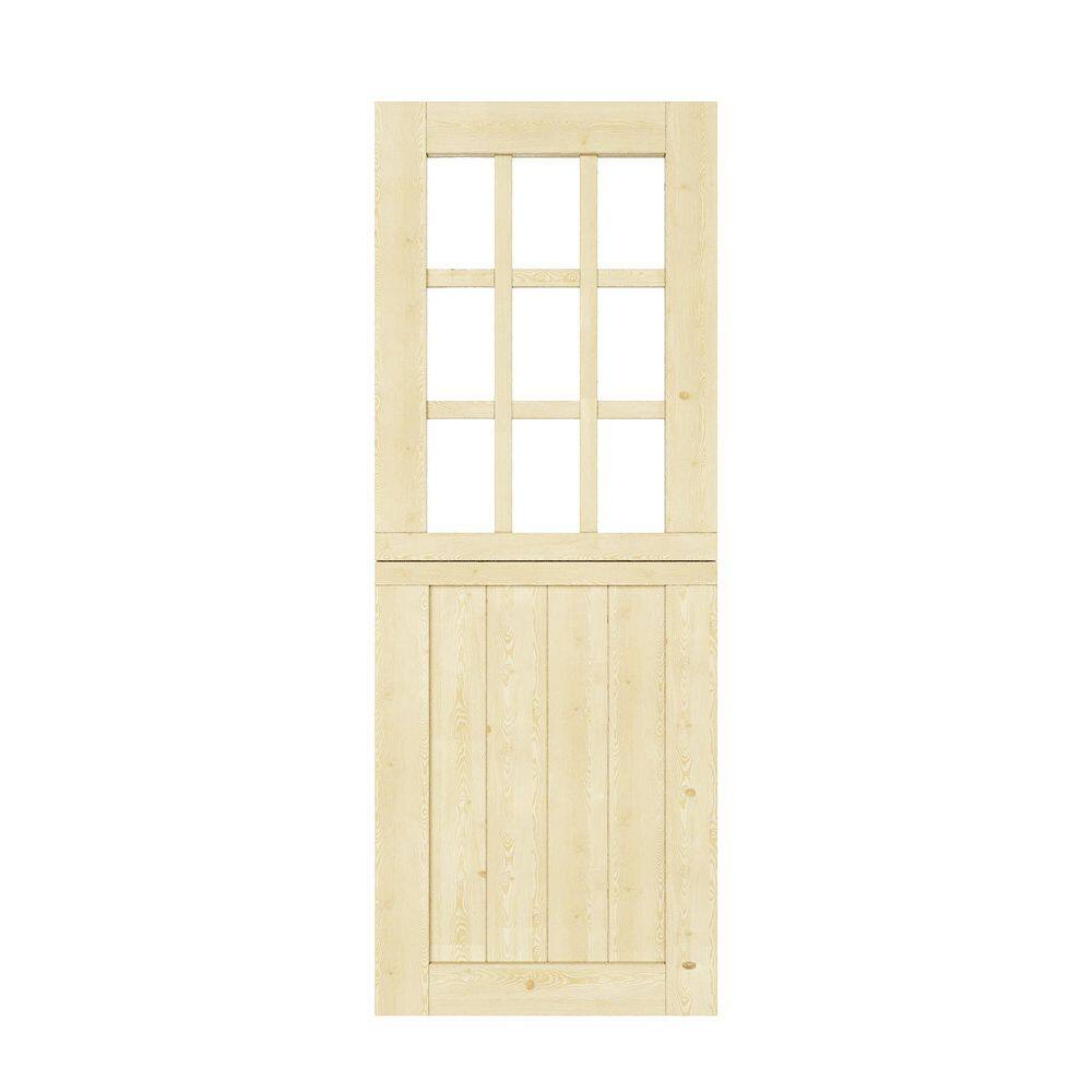 32 in. x 80 in. Universal 9-Lite Clear Glass Unfinished Exterior Door Stable Doors Solid Wood Front Door Slab-Dutch+Lock price history on PriceWatchPro
