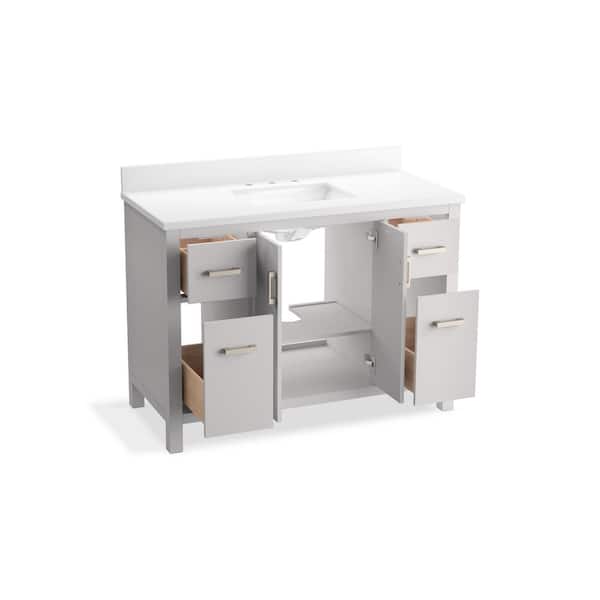 KOHLER Kresla 49.02in. Single Sink Freestanding Atmos Grey Bath Vanity with White Quartz Top Assembled