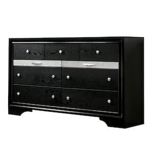 16.625 in. Black 7-Drawer Wooden Dresser Without Mirror