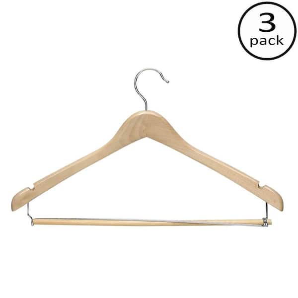 Home Basics Non Slip Wooden Hangers, 5 Pack, Oak 