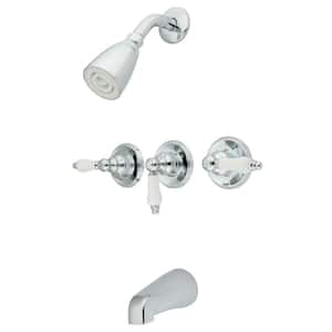 Victorian 3-Handle 1-Spray Tub and Shower Faucet in Polished Chrome (Valve Included)