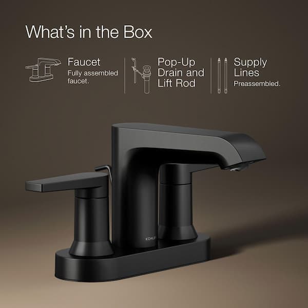 KOHLER Hint Double Handle 4 in. Centerset Bathroom Faucet in Matte
