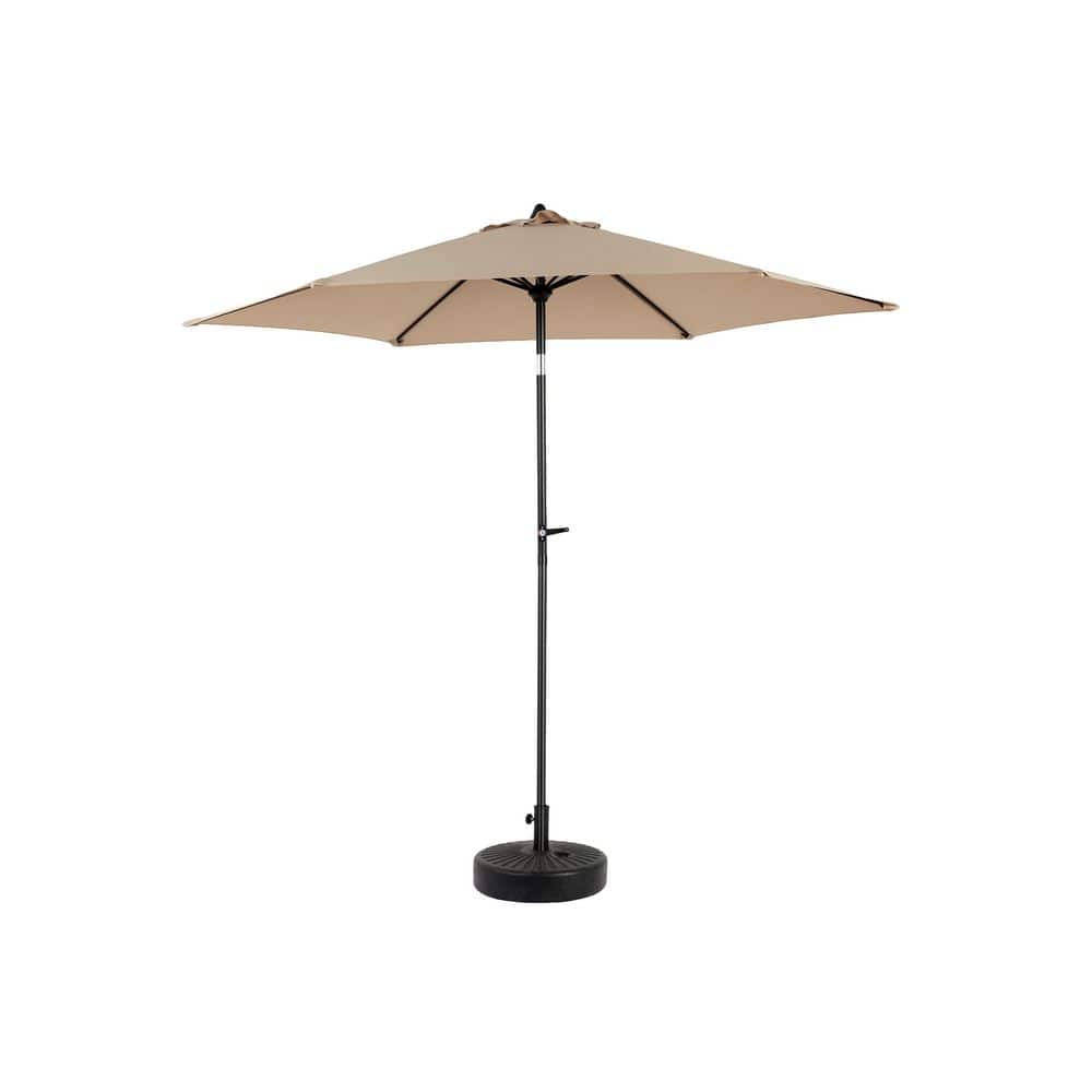 9 ft. Outdoor Patio Umbrella with Push Button Tilt and Crank, Market Umbrella 6 Sturdy Ribs, Base Not Included in khaki price history on PriceWatchPro