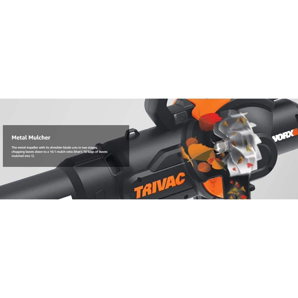 TRIVAC 2.0 70 MPH 600 CFM Electric 12 Amp 3-in-1 Blower, Mulcher, Yard and Lawn Vacuum with Metal Impeller - 3