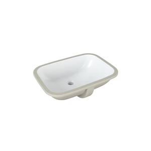 22.4 in. Ceramic Rectangular Undermount Bathroom Sink in White with Overflow Drain
