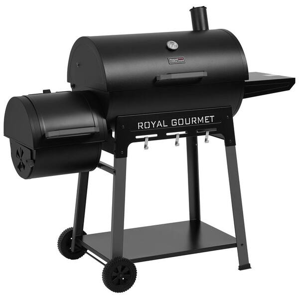 Barrel Charcoal Grill with Offset Smoker, Black