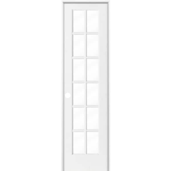 Krosswood Doors 24 in. x 96 in. 12-Lite Clear Solid Hybrid Core Wood MDF Primed Right Hand Single Prehung Interior Door