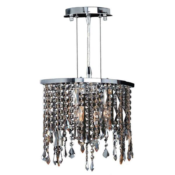 Worldwide Lighting Fiona Collection 2-Light Chrome with Multi-Colored Crystal Pendant