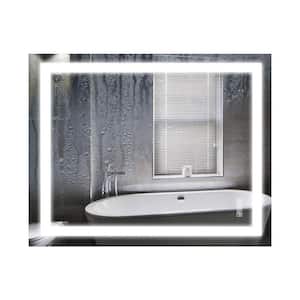 35.4 in. W x 27.6 in. H Large Rectangular Frameless Wall Bathroom Vanity Mirror in Silver