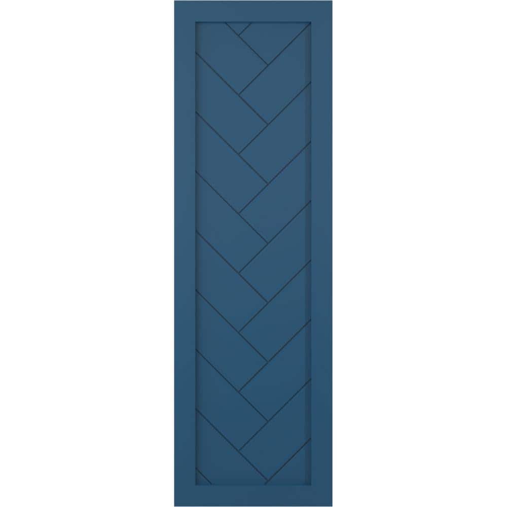 18 in. x 56 in. PVC Single Panel Herringbone Modern Style Fixed Mount Board and Batten Shutters Pair in Sojourn Blue price history on PriceWatchPro