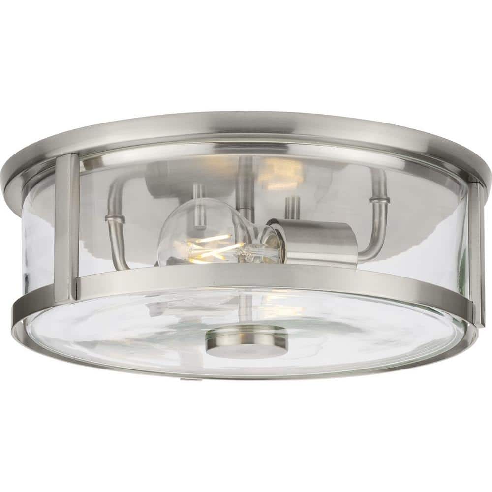 Gilliam 12-5/8 in. 2-Light Brushed Nickel Flush Mount with Clear Glass Shade price history on PriceWatchPro
