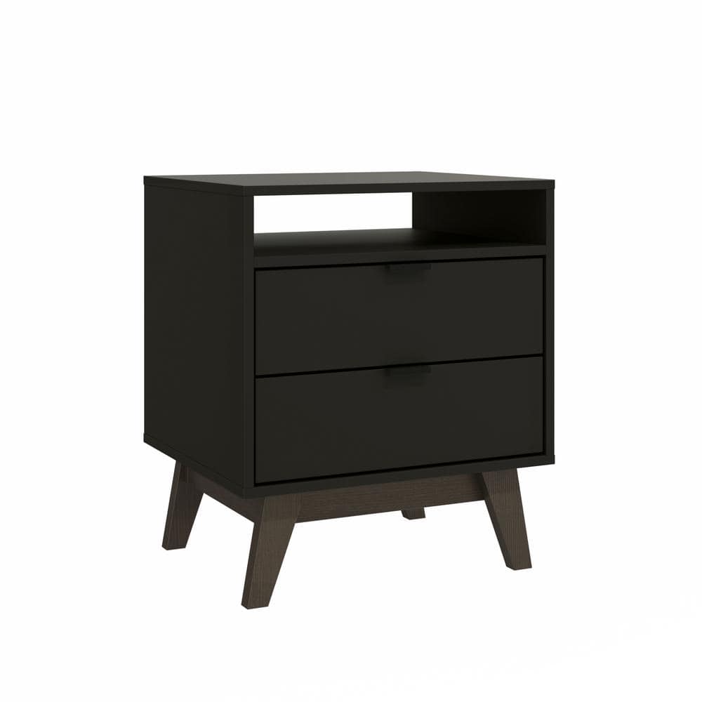 Meridian 2-Drawer Nightstand - In Black/Dark Brown - (24.40in. H x 21.25in.