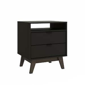 Meridian 2-Drawer Nightstand - In Black/Dark Brown - (24.40in. H x 21.25in. W x17.71 in. D)