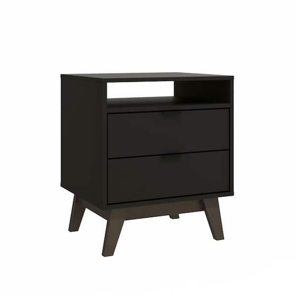 Unbranded Meridian 2-Drawer Nightstand - In Black/Dark Brown - (24.40in. H x 21.25in. W x17.71 in. D)