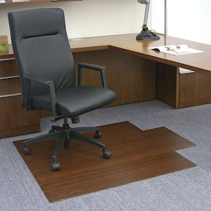Standard Dark Brown Mahogany 44 in. x 52 in. Bamboo Roll-Up Office Chair Mat with Lip