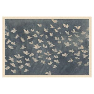Watermark Flock I by June Erica Vess 38 in. x 26 in. Woodgrain Stripe Blonde Wood Framed Fabric Pinboard Memo Board