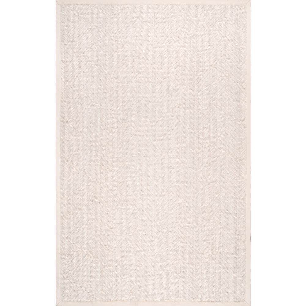 Handcrafted 4' x 6' Cream Wool and Sisal Blend Area Rug