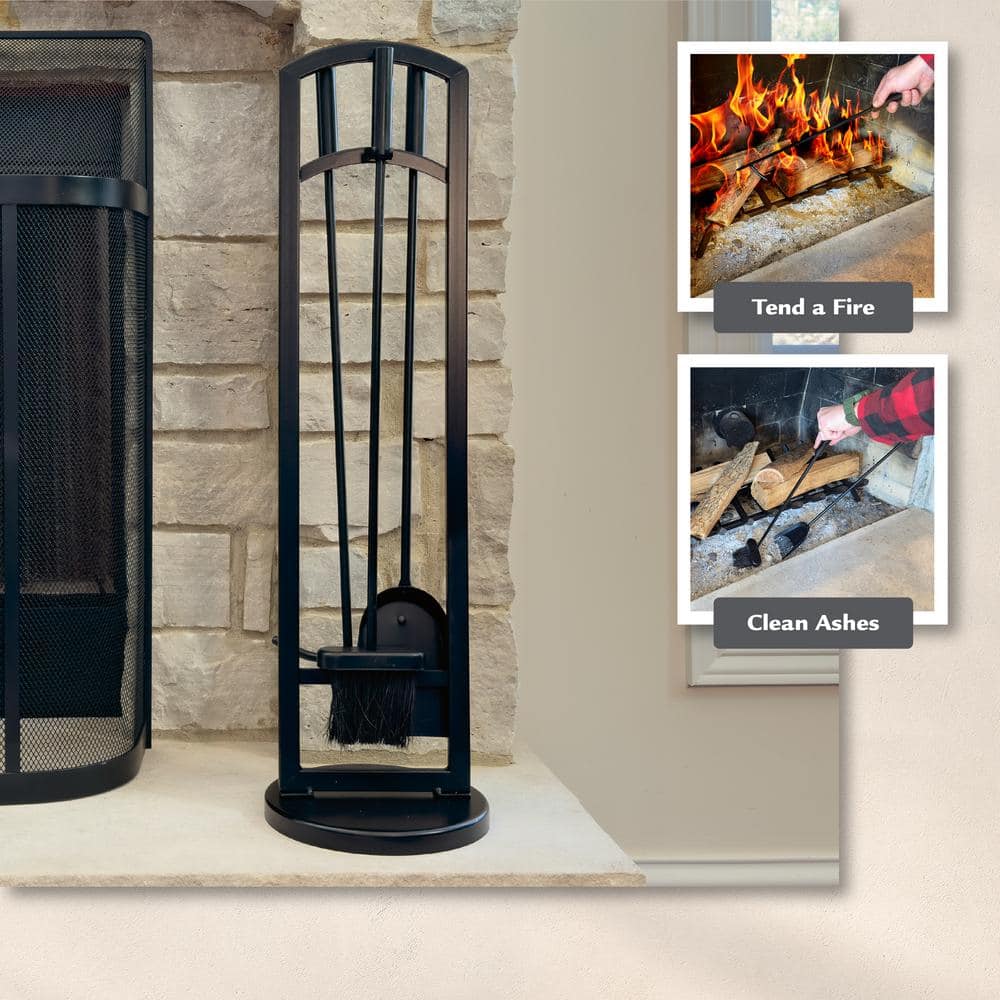 Pleasant Hearth Black Steel Arched Fireplace Toolset