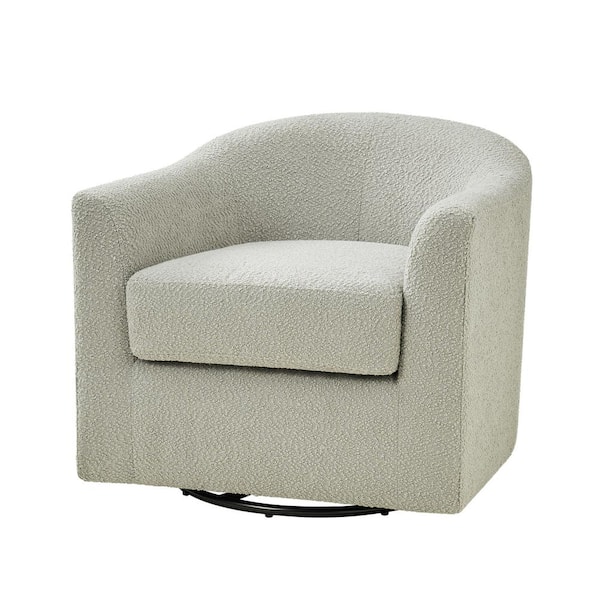 JAYDEN CREATION Catalina Grey Contemporary Upholstered Swivel Barrel Chair