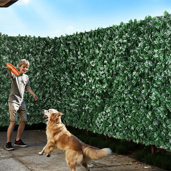 Artificial Green Wall 96 in. x 72 in. Plastic Ivy Privacy Garden Fence Screen Greenery Faux Hedges Vine Leaf