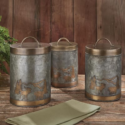 Lidded Ironstone Kitchen Canisters Set of 3