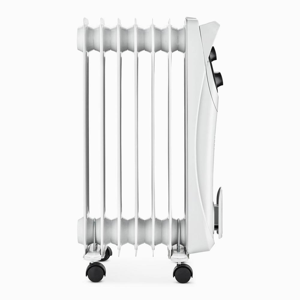White Compact Radiant Heater with Thermostat and Safety Features