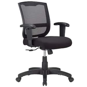 Furniture of America Ethan Regular Black Mesh Seat Ergonomic Office Chair with Adjustable Height and Adjustable Arms