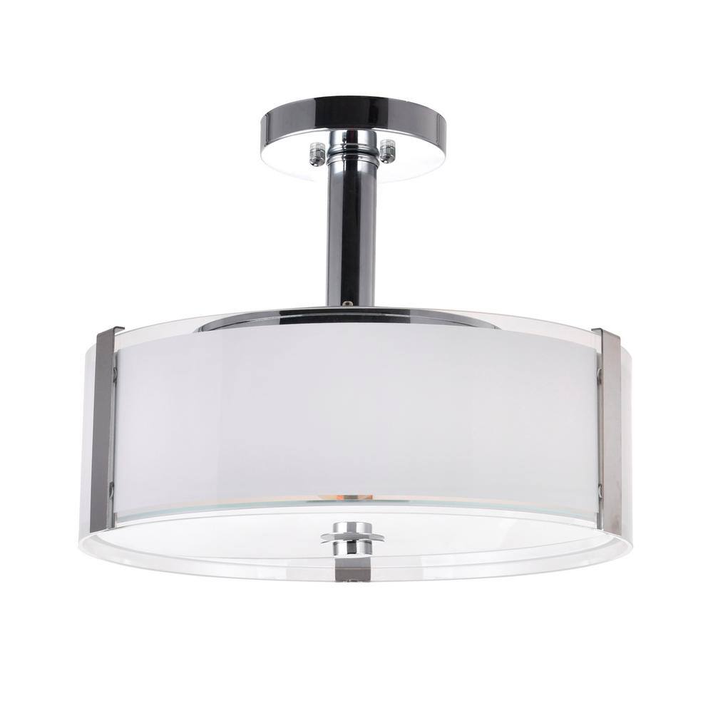 Lucie Chrome 17'' Drum Shade Chandelier with Frosted Glass