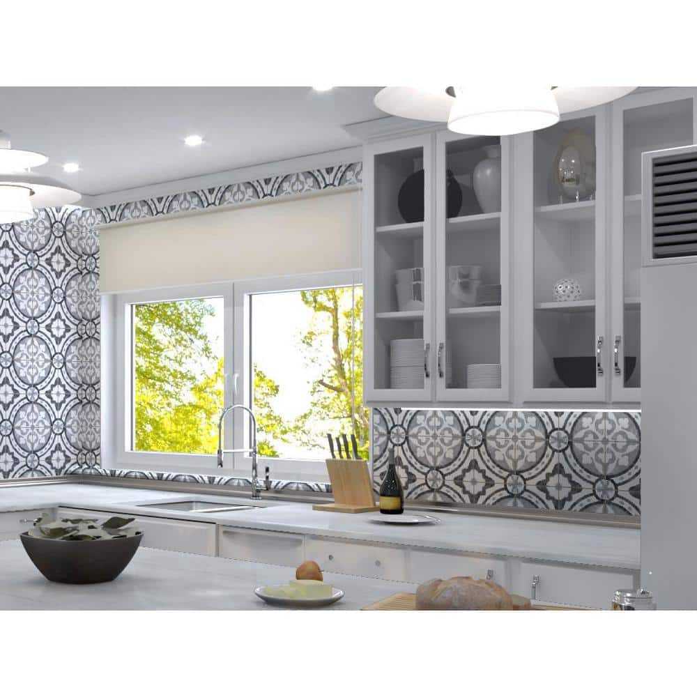 Luv Passion 8" Gray and Blue Porcelain Tile