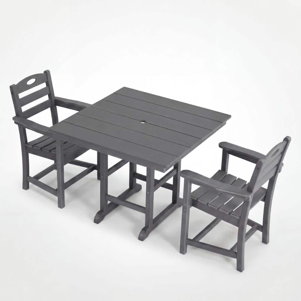 Set of 3, HDPE Patio Dining Set with Square Table and 2 Armchairs price history on PriceWatchPro