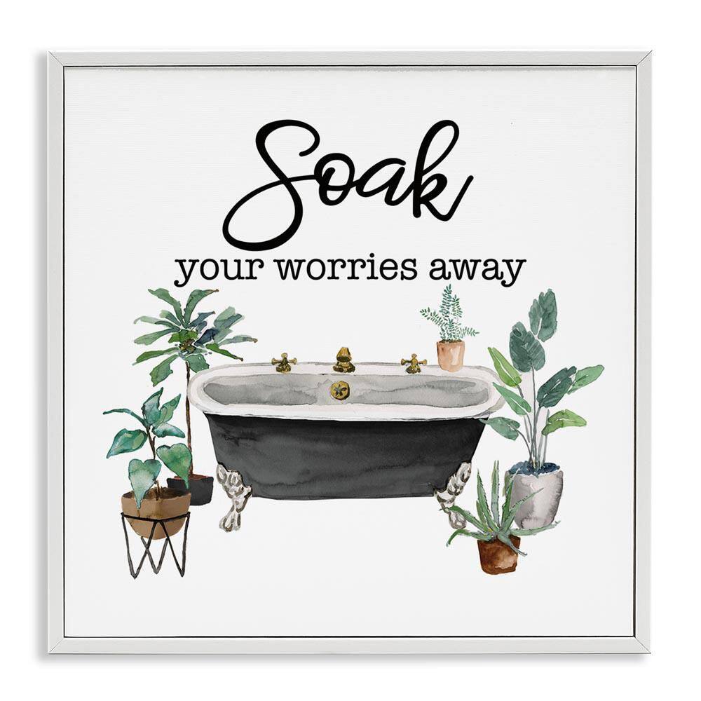 Soak Worries Away Plants by Masey St. Studios White Framed Typography Giclee Art Print 24 in. x 24 in. price history on PriceWatchPro