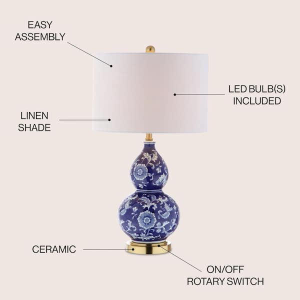 JONATHAN Y Lee 27 in. H Blue/White Ceramic Chinoiserie Table Lamp