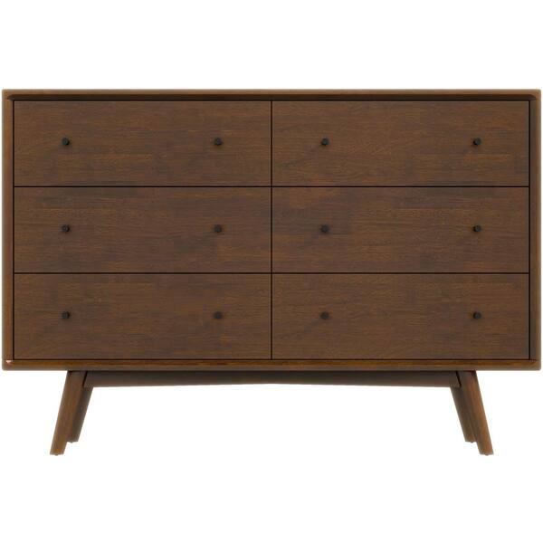 Ashcroft Furniture Co Francesca 6-Drawer Brown Solid Wood Mid-Century Dresser (33 in. x 15.6 in. x 47.1 in.)