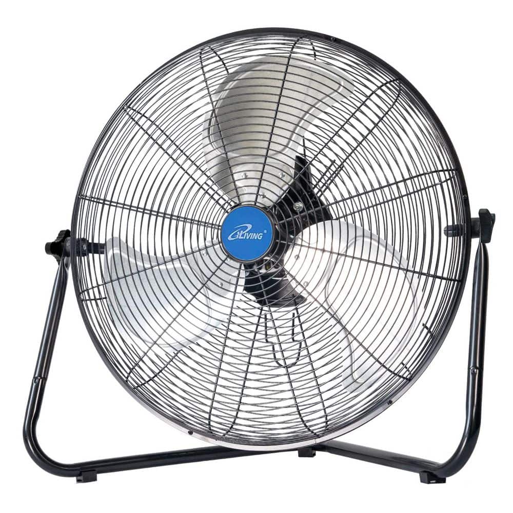 20 Inch Black High Velocity Floor Fan with Three Speed Settings