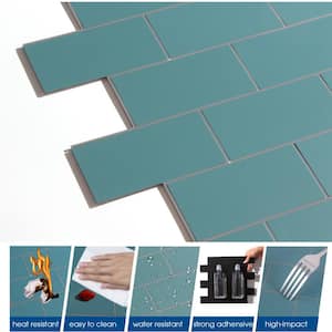 12 in. x 12 in. PVC Peacock Blue Peel and Stick Backsplash Subway Tiles for Kitchen (20-Sheets/20sq.ft.)