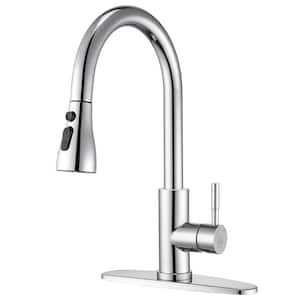 Single Handle Pull Down Sprayer Kitchen Faucet High Arc Stainless Steel Faucet with 3-Function Sprayer in Chrome