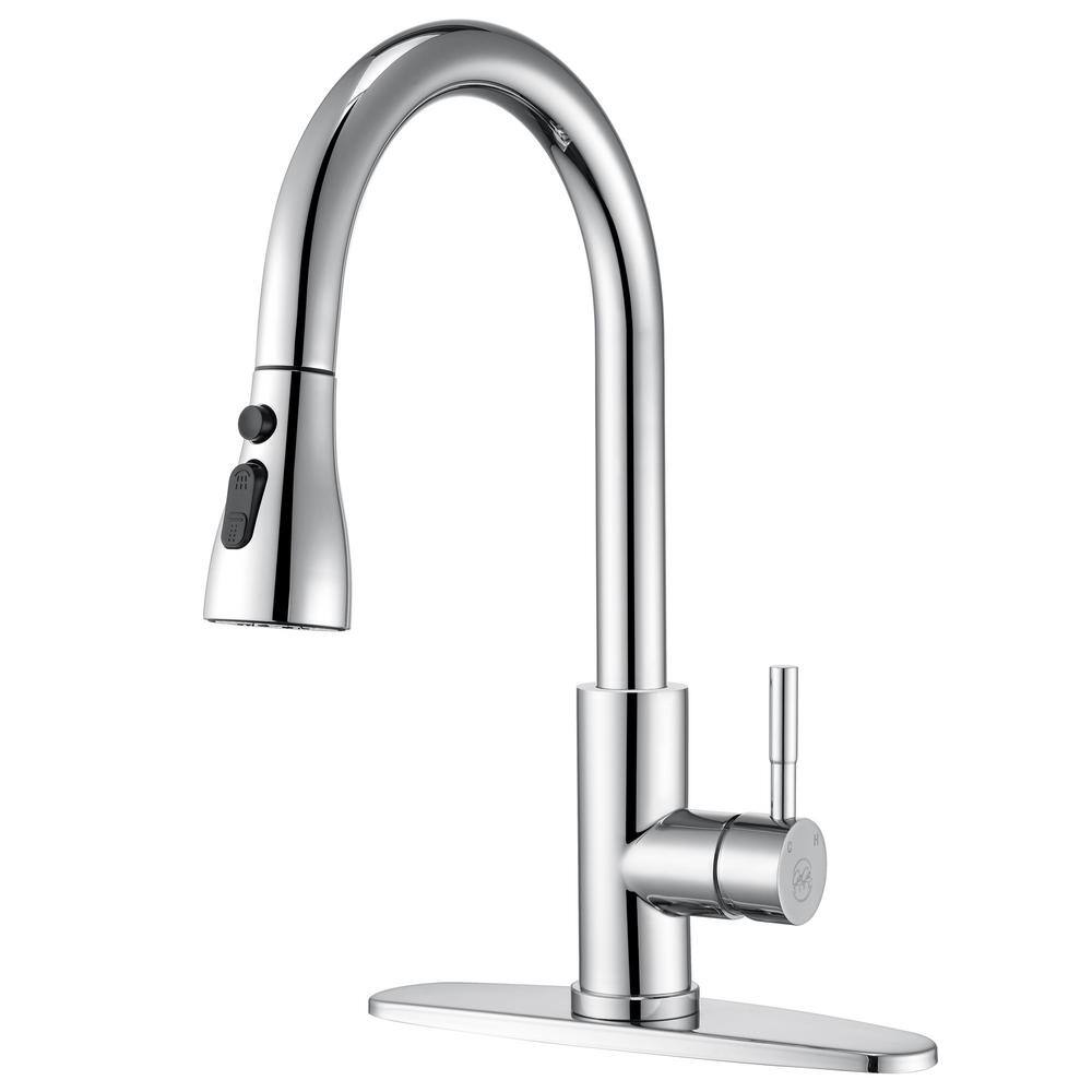 Chrome Stainless Steel Single Handle Pull Down Kitchen Faucet