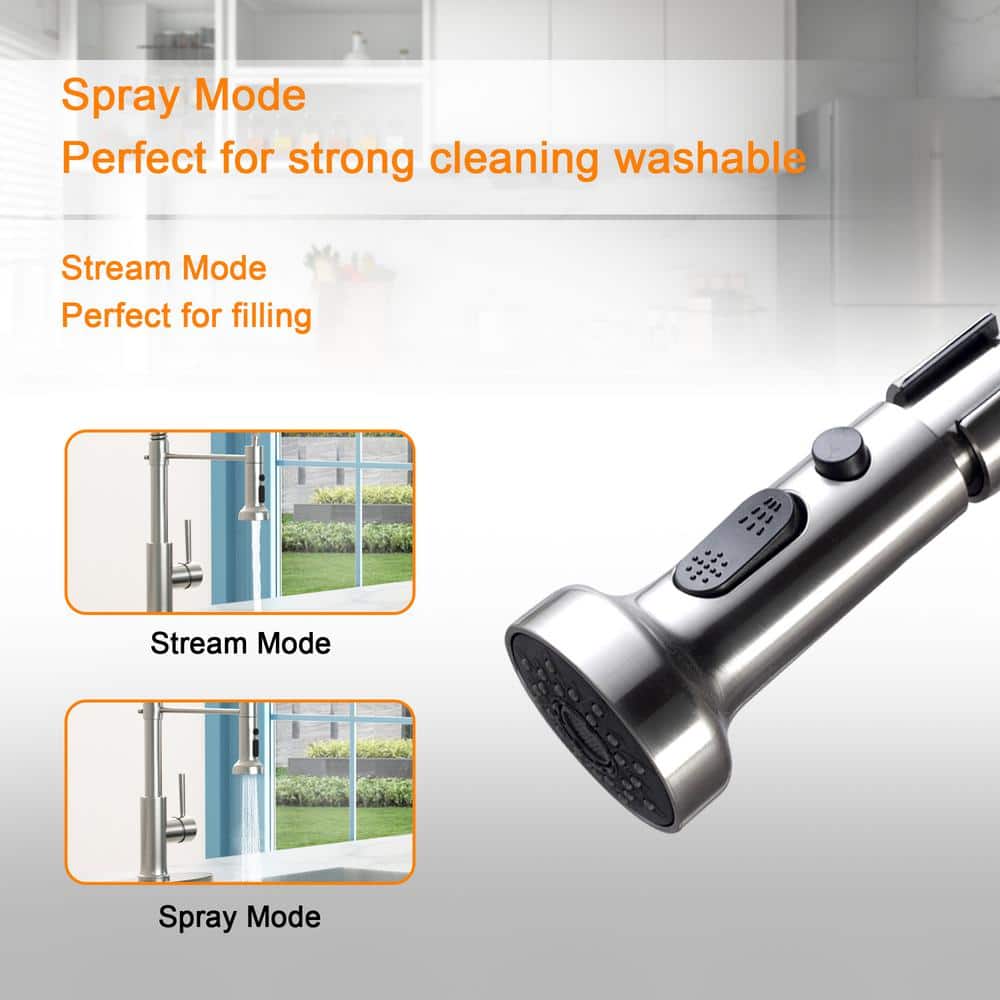 Brushed Nickel Single Handle Pull Down Kitchen Faucet with Pull-out Spray