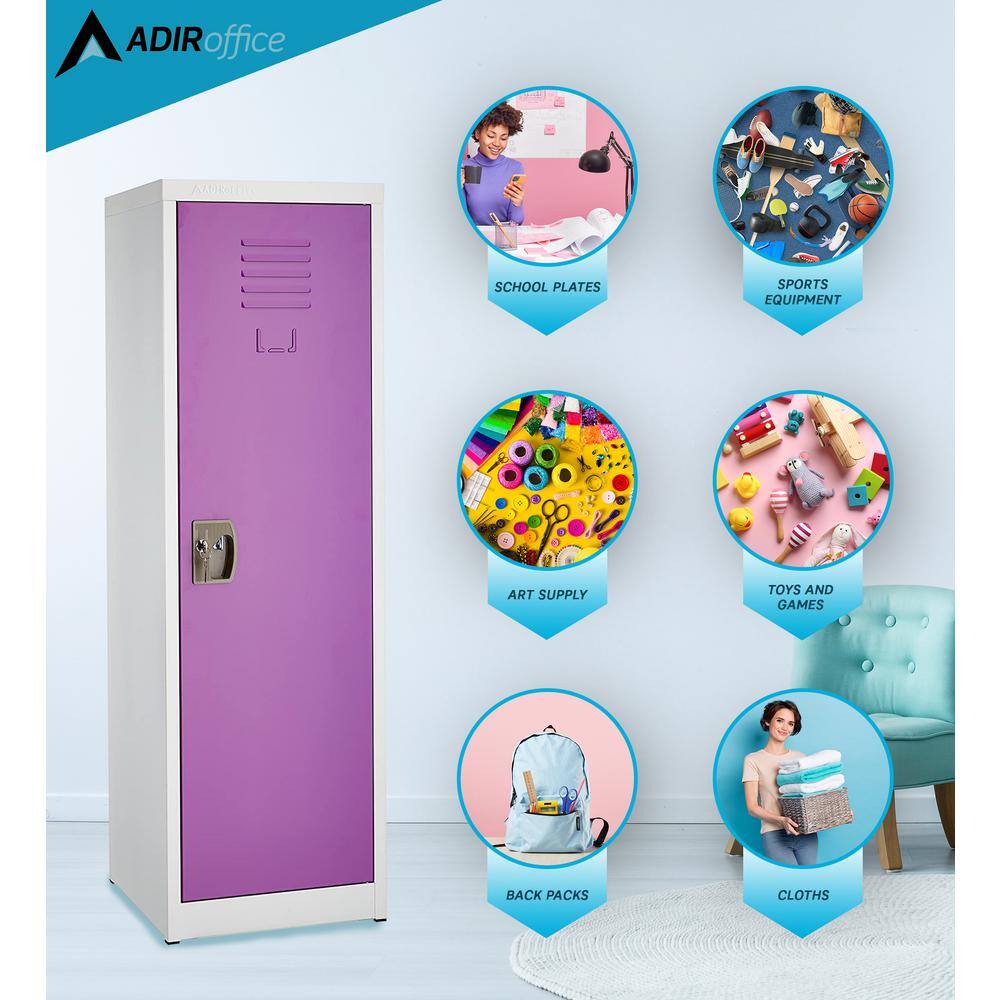 48-Inch Purple Steel Freestanding Office Locker with Adjustable Shelving