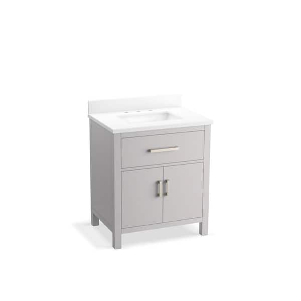 KOHLER Kresla 30.98in. Single Sink Freestanding Atmos Grey Bath Vanity with White Quartz Top Assembled