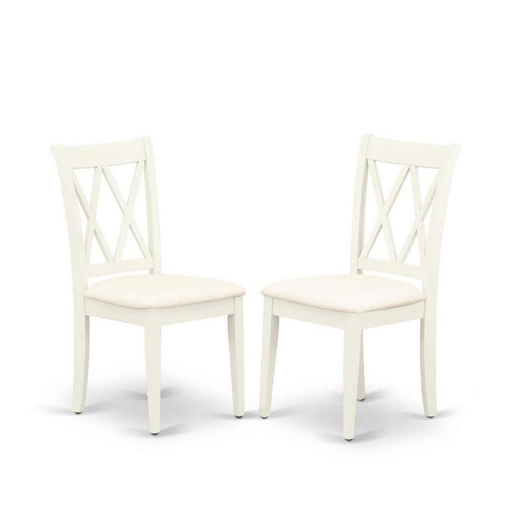 Linen White Round Rubberwood Dining Table Set with Microfiber Seats