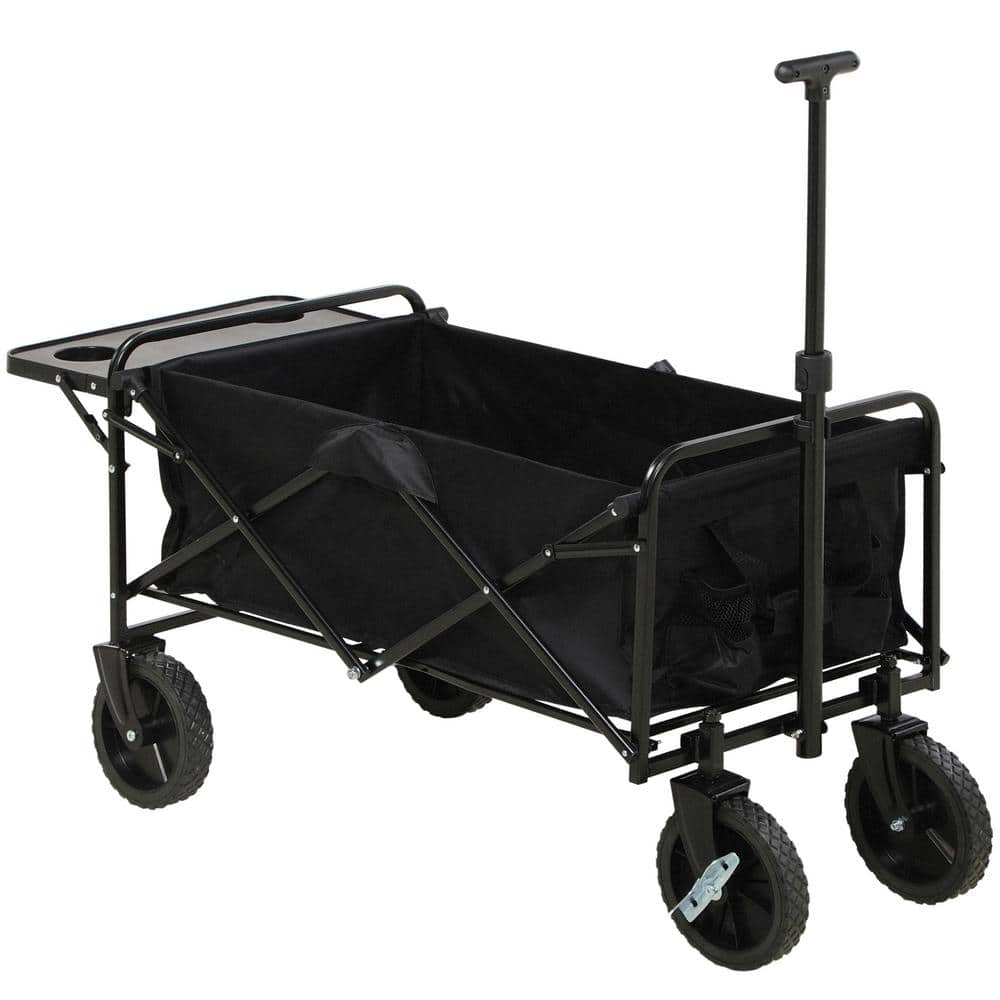 VIVOHOME 176 lbs. Capacity Collapsible Garden Cart in Black with 2 Drink  Holders and Wheels X00267QXVV - The Home Depot