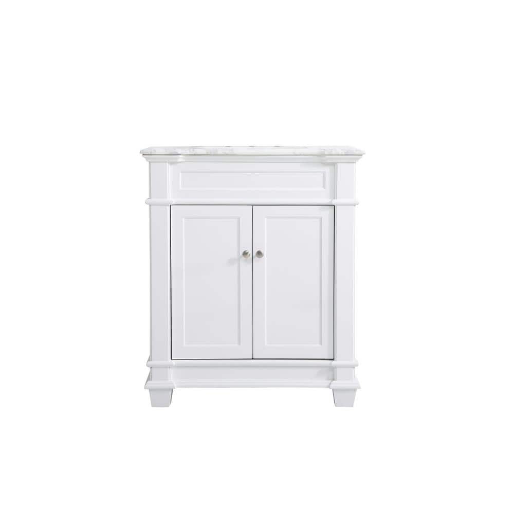 Simply Living 30 in. Single Bathroom Vanity in White with Marble Vanity Top
