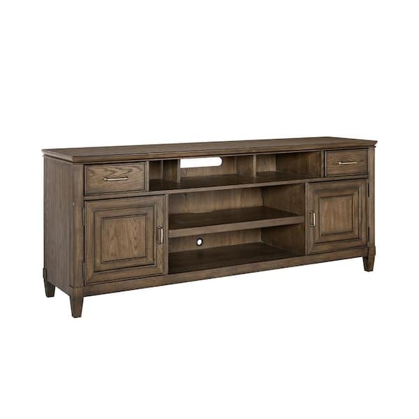 Benjara 74 in. Brown Wood TV Stand Fits TVs up to 78 in. with 2-Door